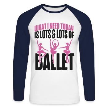 Ballet Danseuse Danse Ballerine - T-shirt baseball manches longues Homme - blanc/marine - Devant - Nik (191cm)