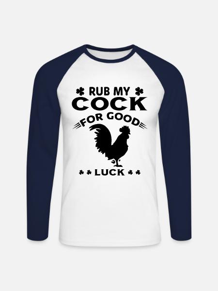 Rub my for luck - Unisex Long Sleeve Baseball T-Shirt - white/navy