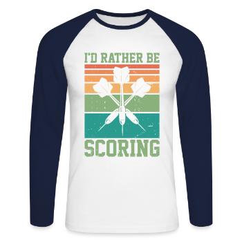 I'd Rather Be Scoring Dart Player Darts Dartboard - Unisex Long Sleeve Baseball T-Shirt - white/navy - Front - Nik (191cm)