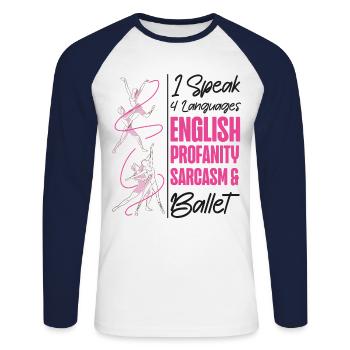 Ballet Dancer Dance Girl Ballerina - Unisex Baseballshirt langarm - Weiß/Navy - Vorne - Nik (191cm)