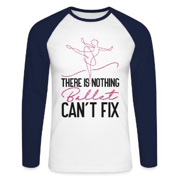 Ballet Dancer Dance Girl Ballerina - Unisex Baseballshirt langarm - Weiß/Navy - Vorne - Nik (191cm)