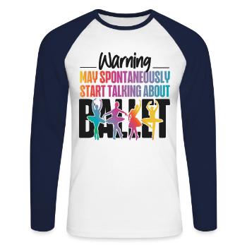 Ballet Danseuse Danse Ballerine - T-shirt baseball manches longues Homme - blanc/marine - Devant - Nik (191cm)