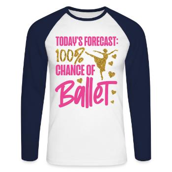 Ballet Danseuse Danse Ballerine - T-shirt baseball manches longues Homme - blanc/marine - Devant - Nik (191cm)