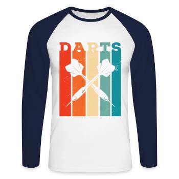 Retro Graphic Dart Player Darts Dartboard Bullseye - Unisex Long Sleeve Baseball T-Shirt - white/navy - Front - Nik (191cm)