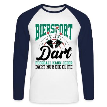 Biersport Dart Fußball Kann Jeder Dart Nur Die Eli - Unisex Baseballshirt langarm - Weiß/Navy - Vorne - Nik (191cm)