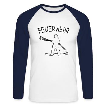 Pompier Pompier - T-shirt baseball manches longues Homme - blanc/marine - Devant - Nik (191cm)