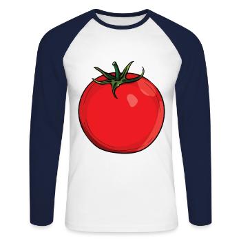 Tomate Kostüm Fasching Halloween Karneval Tomaten - Unisex Baseballshirt langarm - Weiß/Navy - Vorne - Nik (191cm)