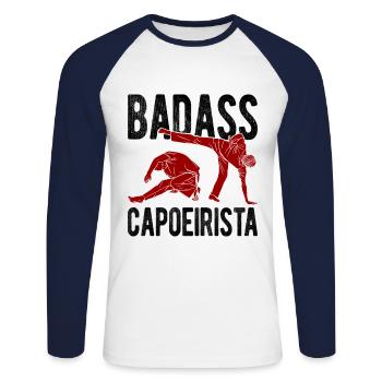 Capoeira - Unisex Baseballshirt langarm - Weiß/Navy - Vorne - Nik (191cm)