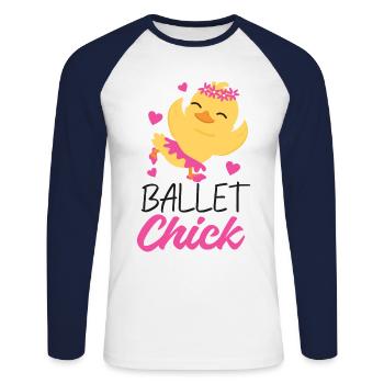Ballet Danseuse Danse Ballerine - T-shirt baseball manches longues Homme - blanc/marine - Devant - Nik (191cm)
