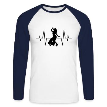Singen Sängerin Herzschlag - Unisex Baseballshirt langarm - Weiß/Navy - Vorne - Nik (191cm)