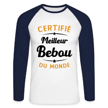 Homme Grand père surnom Papa Humour Meilleur Bébou - T-shirt baseball manches longues Homme - blanc/marine - Devant - Nik (191cm)