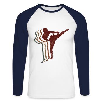 Mixed Martial Arts MMA - Unisex Baseballshirt langarm - Weiß/Navy - Vorne - Nik (191cm)