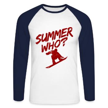Snowboard Spruch für Snowboarder - Unisex Baseballshirt langarm - Weiß/Navy - Vorne - Nik (191cm)