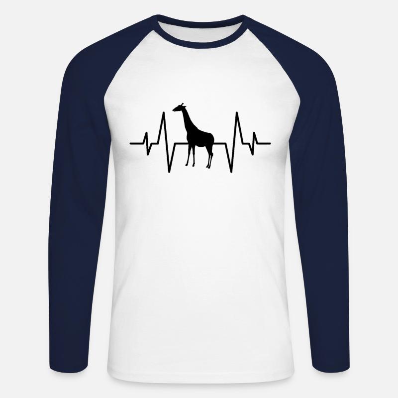 Giraffe Herzschlag - Unisex Baseballshirt langarm - Weiß/Navy