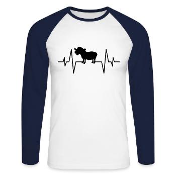 Schaf Herzschlag - Unisex Baseballshirt langarm - Weiß/Navy - Vorne - Nik (191cm)