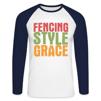Fechten - Unisex Baseballshirt langarm - Weiß/Navy - Vorne - Nik (191cm)