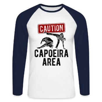 Capoeira - Unisex Baseballshirt langarm - Weiß/Navy - Vorne - Nik (191cm)