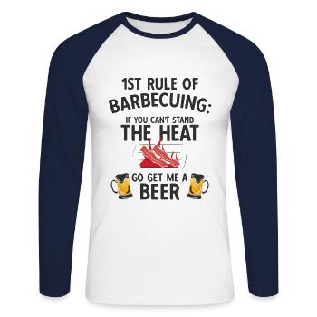 Grillparty Spruch Zum Grillen Grill - Unisex Baseballshirt langarm - Weiß/Navy - Vorne - Nik (191cm)