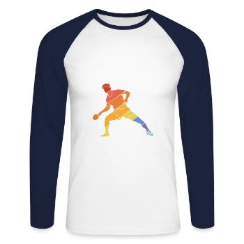 Tischtennisspieler Spruch Für Tischtennis - Unisex Baseballshirt langarm - Weiß/Navy - Vorne - Nik (191cm)