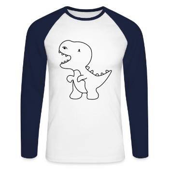 Dino Dinosaur hand-drawn - Unisex Long Sleeve Baseball T-Shirt - white/navy - Front - Nik (191cm)