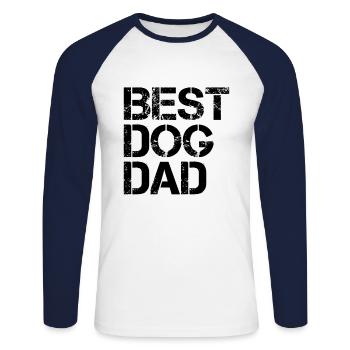 best dog dad - Unisex Baseballshirt langarm - Weiß/Navy - Vorne - Nik (191cm)