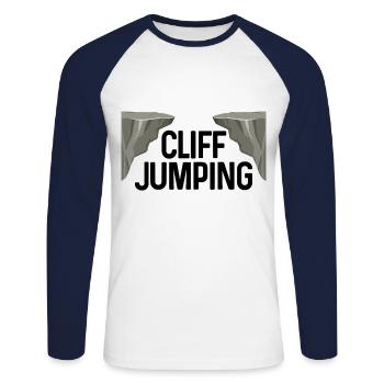 Retro Graphic Cliff Diver Cliff Diving Tombstoning - Unisex Long Sleeve Baseball T-Shirt - white/navy - Front - Nik (191cm)