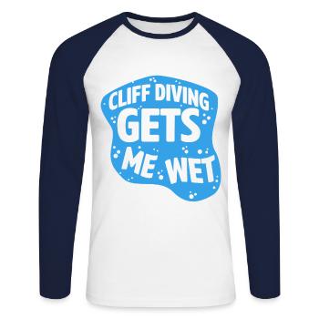 Cliff Diving Gets Me Wet Cliff Diver Base Jumping - Unisex Long Sleeve Baseball T-Shirt - white/navy - Front - Nik (191cm)
