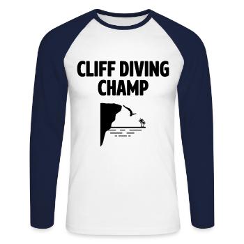 Cliff Diving Champ Cliff Diver Cliff Jumping Tombs - Unisex Long Sleeve Baseball T-Shirt - white/navy - Front - Nik (191cm)
