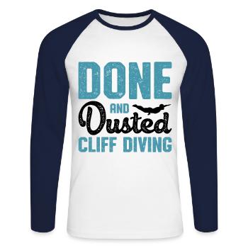 Done And Dusted Cliff Diving Cliff Diver Waterspor - Unisex Long Sleeve Baseball T-Shirt - white/navy - Front - Nik (191cm)