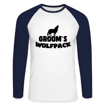 Meute de loups du marié - T-shirt baseball manches longues Homme - blanc/marine - Devant - Nik (191cm)
