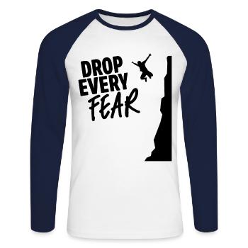 Drop Every Fear Cliff Diving Cliff Jumper Cliff Ju - Unisex Long Sleeve Baseball T-Shirt - white/navy - Front - Nik (191cm)