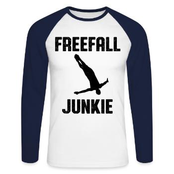 Freefall Junkie Cliff Diving Tombstoning Cliff Jum - Unisex Long Sleeve Baseball T-Shirt - white/navy - Front - Nik (191cm)