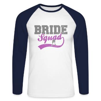 Bride Squad - Unisex Long Sleeve Baseball T-Shirt - white/navy - Front - Nik (191cm)