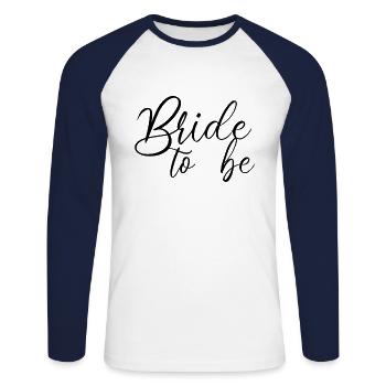 Fête de mariage - T-shirt baseball manches longues Homme - blanc/marine - Devant - Nik (191cm)