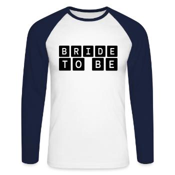 Fête de mariage - T-shirt baseball manches longues Homme - blanc/marine - Devant - Nik (191cm)