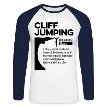 Cliff Jumping Noun Definition Tombstoning Cliff Di - Unisex Long Sleeve Baseball T-Shirt - white/navy - Front - Nik (191cm)
