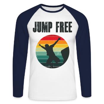 Retro Graphic Cliff Diver Cliff Diving Tombstoning - Unisex Long Sleeve Baseball T-Shirt - white/navy - Front - Nik (191cm)
