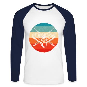 Retro Graphic Pool Billard Snooker Billard Cue 8-B - Unisex Long Sleeve Baseball T-Shirt - white/navy - Front - Nik (191cm)