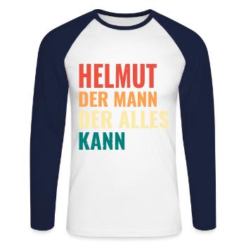 Helmut Der Mann Der Alles Kann Vorname Helmut - Unisex Baseballshirt langarm - Weiß/Navy - Vorne - Nik (191cm)