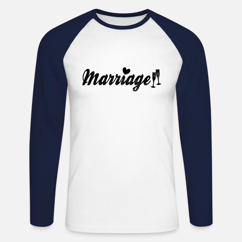 Ehe Hochzeit Schriftzug - Unisex Baseballshirt langarm - Weiß/Navy