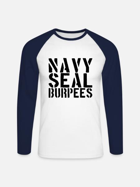 Burpees Shirt - Unisex Baseballshirt langarm - Weiß/Navy