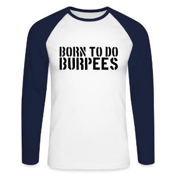 Burpee dicton - T-shirt baseball manches longues Homme - blanc/marine - Devant - Nik (191cm)