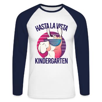 Kindergarten Geschafft Einschulung Kita Abgänger - Unisex Baseballshirt langarm - Weiß/Navy - Vorne - Nik (191cm)