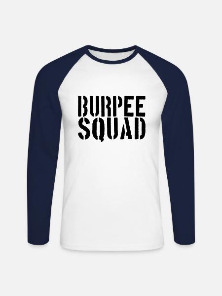 Burpee Squad - Unisex Baseballshirt langarm - Weiß/Navy