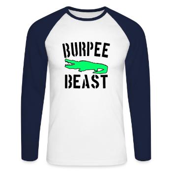 Bête Burpee - T-shirt baseball manches longues Homme - blanc/marine - Devant - Nik (191cm)