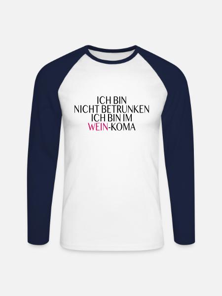 Wein Koma Spruch - Unisex Baseballshirt langarm - Weiß/Navy