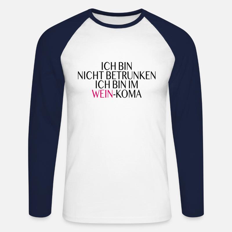 Wein Koma Spruch - Unisex Baseballshirt langarm - Weiß/Navy