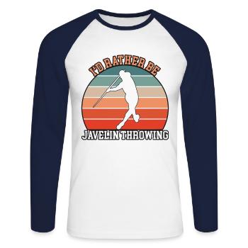 Rather Be Javelin Throwing - Unisex Baseballshirt langarm - Weiß/Navy - Vorne - Nik (191cm)