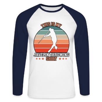 Lancer de javelot Lancer de javelot - T-shirt baseball manches longues Homme - blanc/marine - Devant - Nik (191cm)