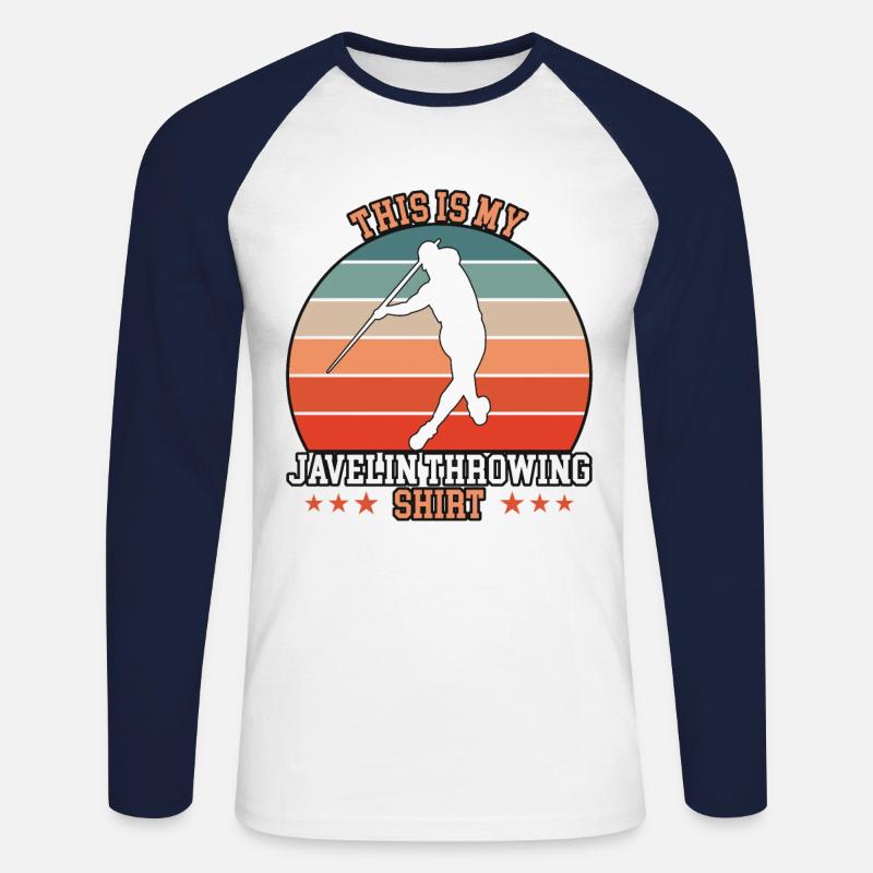 Javelin Throwing Speerwurf - Unisex Baseballshirt langarm - Weiß/Navy